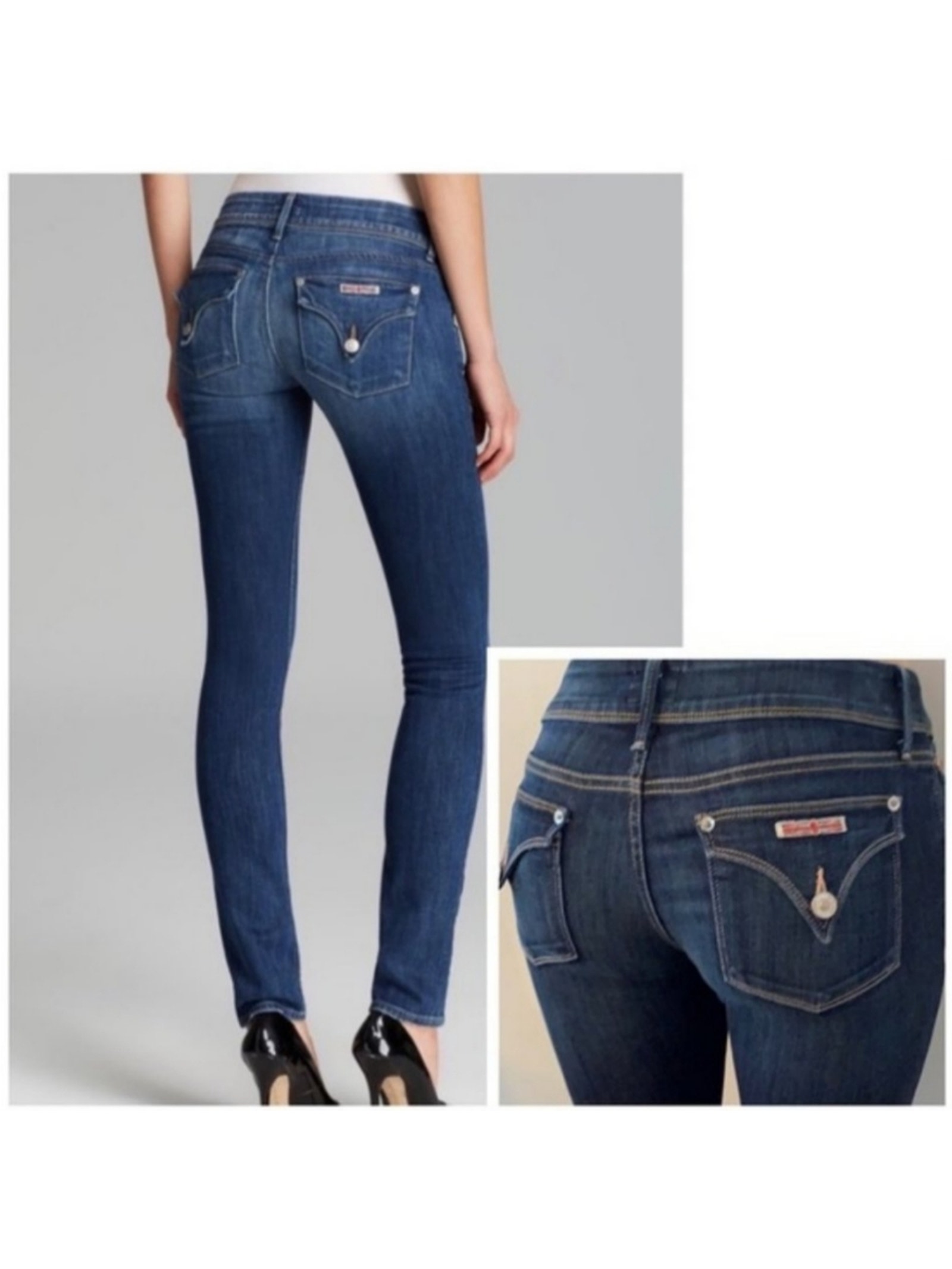 Hudson Collin Flap Pocket Skinny Blue Dark Denim Jean 27 Msrp $205 Hot! 2025